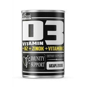 Vitamin D3+K2+Zinek+Vitamin C - FitBoom 60 kaps.