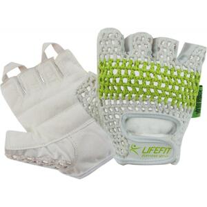 Lifefit Fitnes bílo-zelené rukavice - M