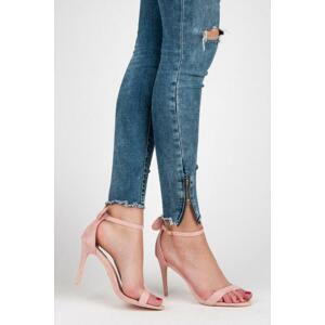 VICES new collection 5076-20P Semišové růžové sandály s oušky - EU 36