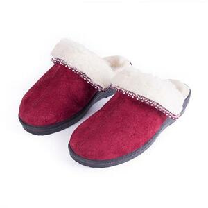 Vlnka Dámské papuče na klínku s ovčí vlnou bordó - EU Dámské pantofle na klínku s ovčí vlnou červená