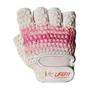 Lifefit Fitnes rukavice Knit růžovo-bílé - M