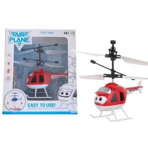 Mini helikoptéra - červená ovládaná pohybem ruky a dálkovým ovladačem