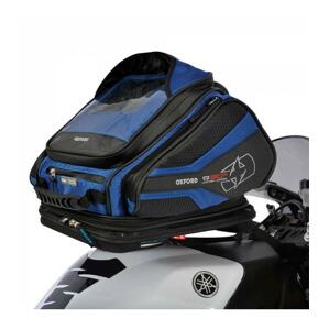 Oxford Tankbag na motocykl Q30R QR, (černý/modrý, s rychloupínacím systémem na víčka nádrže, objem 30 l)