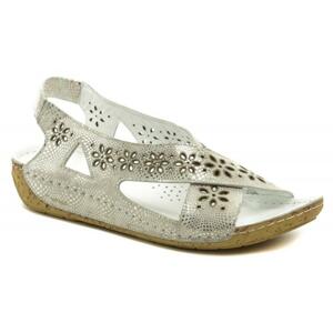 Karyoka 2314-642 stříbrné dámské nadměrné sandály na klínku - EU 43