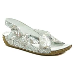 Karyoka 2024-660 stříbrné dámské nadměrné sandály na klínku - EU 45