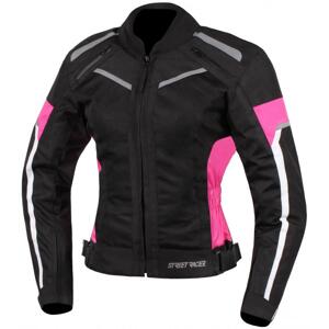 Street Racer Dámská bunda na motorku Betty černo-bílo-růžová + sleva 200,- na příslušenství - M