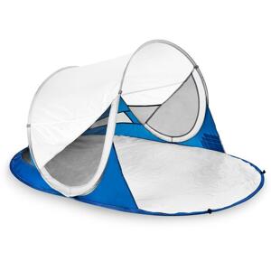Spokey STRATUS Samorozkládací plážový paravan, UV 40, 195x100x85 cm - bílo-modrý