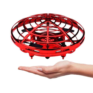 Dron UFO mini-dron ovládaný rukou, senzory proti nárazu, RTF, červený