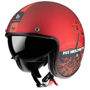 MT Helmets Otevřená přilba LeMans OF507SV LeMans 2 SV Cafe Racer červená + šátek Kilpi - S: 55-56 cm
