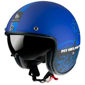MT Helmets Otevřená přilba LeMans OF507SV LeMans 2 SV Cafe Racer modrá + šátek Kilpi - S: 55-56 cm