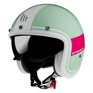 MT Helmets Otevřená přilba LeMans 2 SV Tant zeleno-bílo-růžová + šátek Kilpi - S: 55-56 cm