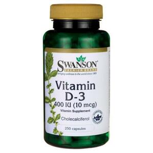 Swanson Vitamín D3 400 IU 250 kapslí