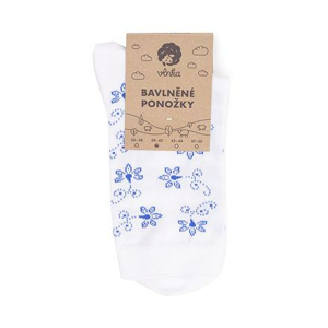 Vlnka Bavlněné ponožky modrý květ - 35-38
