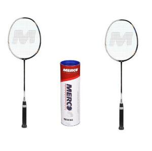 Merco Astroid 77 badmintonová raketa (výhodný set 2ks) + Merco Professional badmintonové míčky - tuba 6 ks