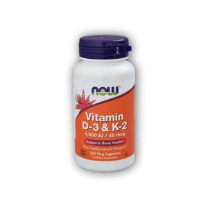 NOW Foods Vitamin D3 K2 1000 IU/45 ug 120 kapslí