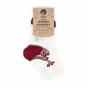 Vlnka Dětské ponožky Merino folklór - červená - 32-34