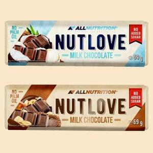 AllNutrition Nutlove milk chocolate bar 69g - Čokoláda, Lískový oříšek