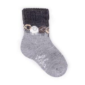 Vlnka Dětské ponožky Merino ovčí partička - tmavě šedá POUZE EU 32-34 (VÝPRODEJ)