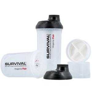 Survival Šejkr Survival transparentní se zásobníky 600ml - Červený