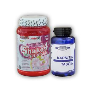Fitsport Karnitin Taurin 100cps +Shake 4 fit Slim 1kg - - forest fruits