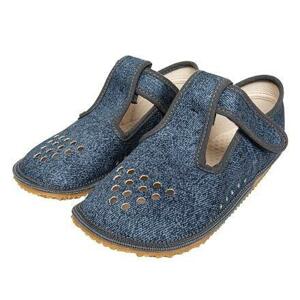 BEDA s.r.o. Dětské barefootové textilní papuče na suchý zip Beda - modrá - EU 35