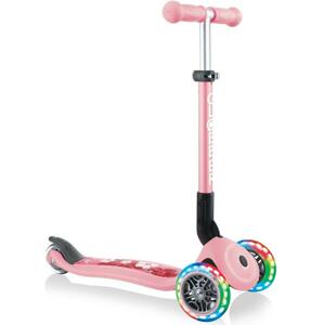 Globber Scooter Junior Foldable Fantasy Lights - Neon Pink - Flowers koloběžka