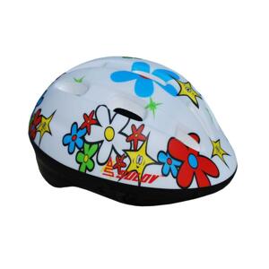 Sulov Dětská cyklo helma Junior bílá s květy - L (50-52 cm)