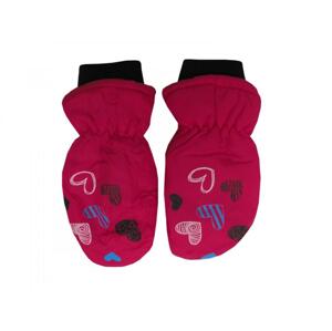 Dětské zimní rukavice palčáky C12-4 Srdíčka tmavě růžová 2-4 roky