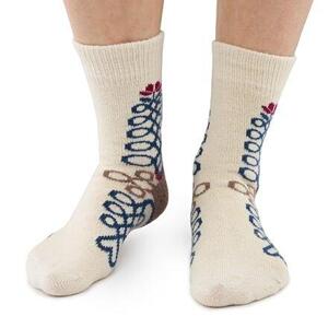 Vlnka Ovčí ponožky Merino s lidovým vzorem přírodní - EU 35-37