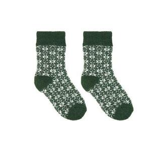 Vlnka Dětské vánoční ponožky Merino zelená - EU 32-34