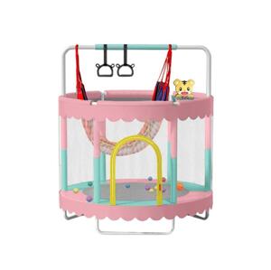 Sedco Dětská trampolína 150 cm s ochrannou sítí a vybavením - růžová - Růžová