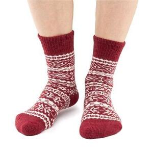 Vlnka Ovčí ponožky Merino s norským vzorem červená - 38-39