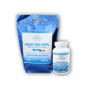FitSport Nutrition Maxi Pro 2500g + Vitamin C 1000 120 tbl - Vanilka