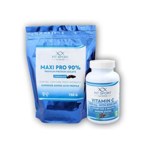FitSport Nutrition Maxi Pro 750g + Vitamin c 1000 120 tbl - Vanilka