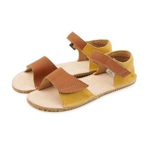 Vlnka Dětské barefoot kožené sandály Miri - hnědá - EU 26